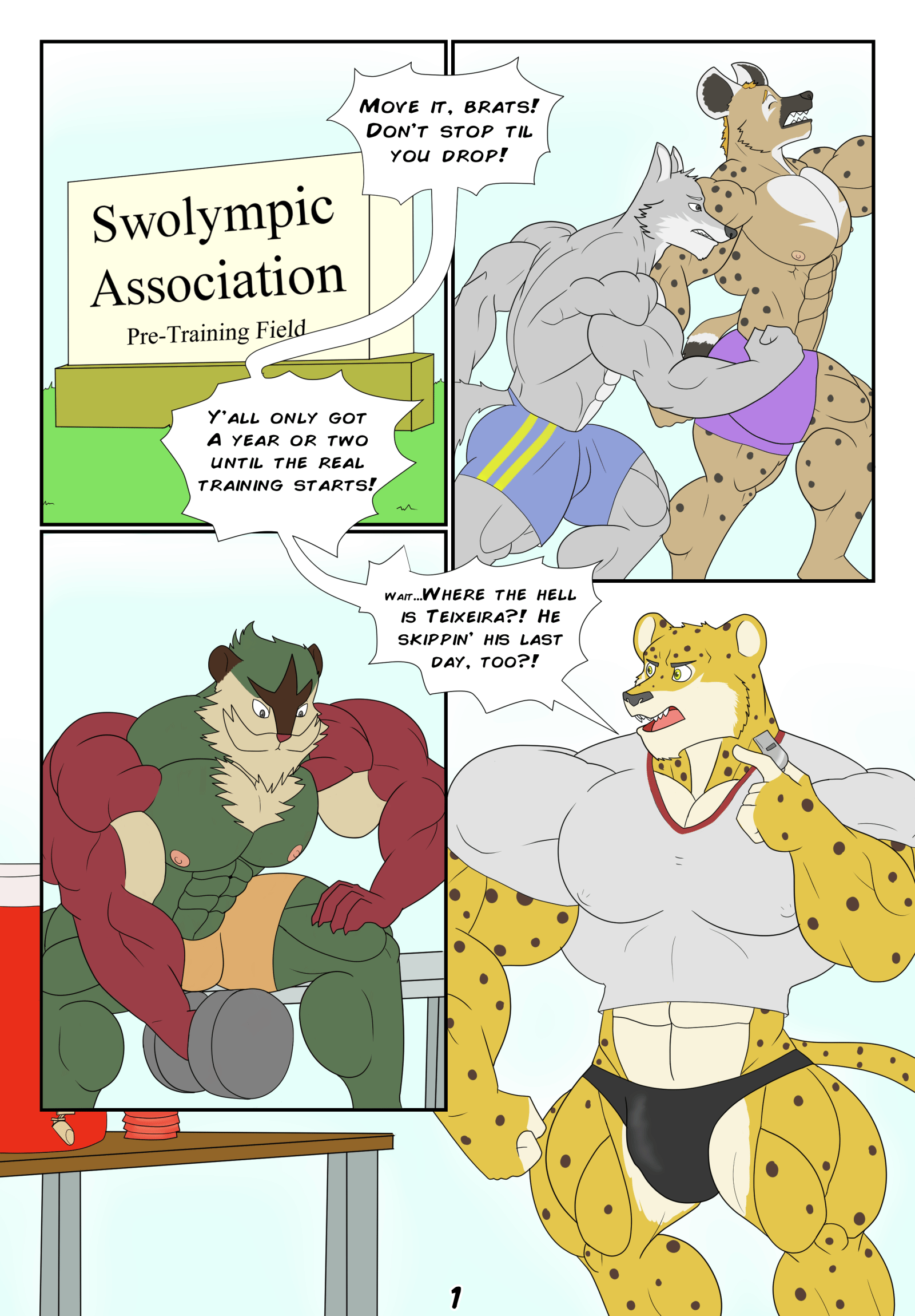 Swole World 1 gay furry comic